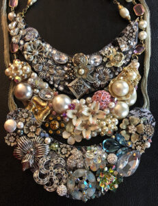 Learn how to create fantastic necklaces with old broken clip earrings and brooches.
